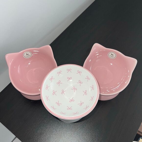 Kawaii Elevated Stoneware Ceramic Cat Bowl Set - Picture 6 of 9